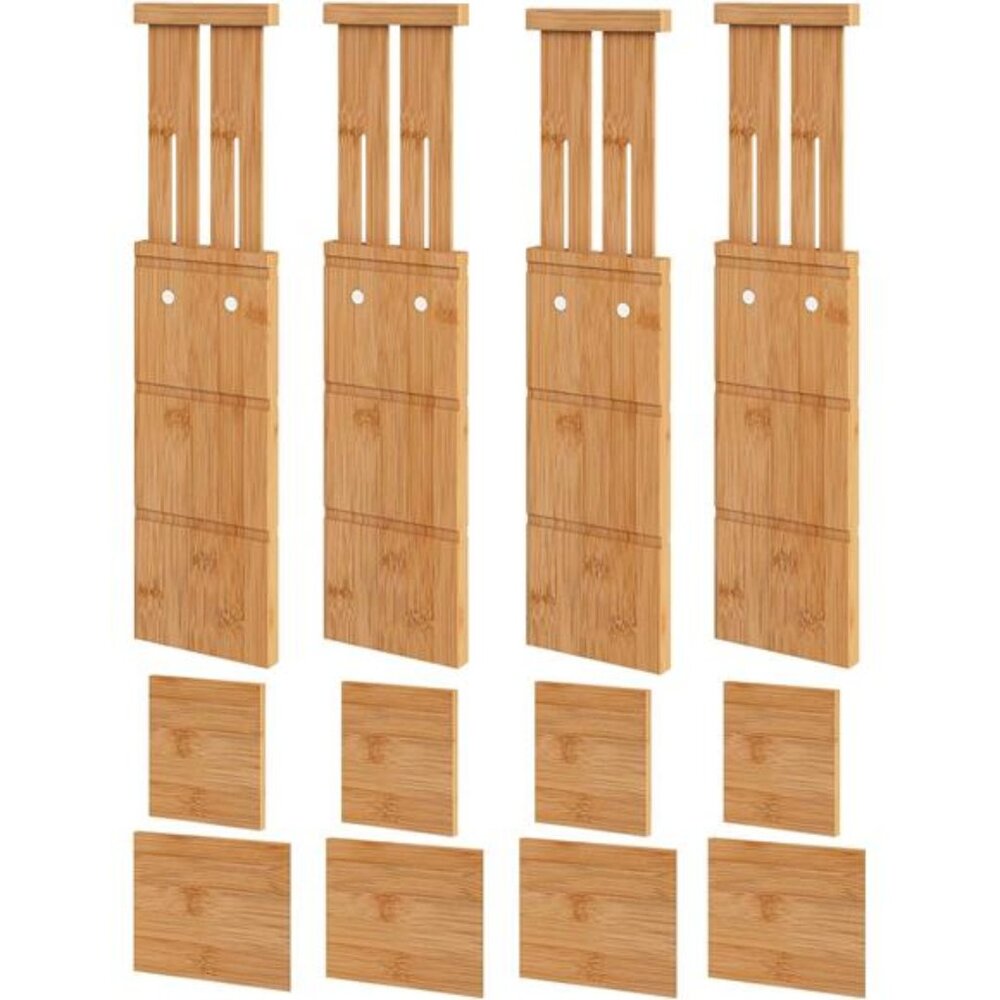 4.4" High Drawer Dividers with Inserts, Bamboo Drawer Dividers for Clothes
